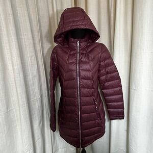 Spyder Womens Long Down Jacket‎ Burgundy M 507 WTSWTS Syround Hooded